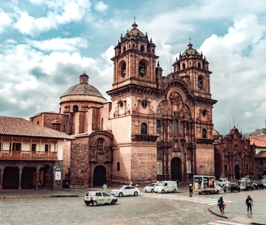 Cusco Cathedral in Peru under a dynamic sky offers a glimpse into rich colonial architecture.