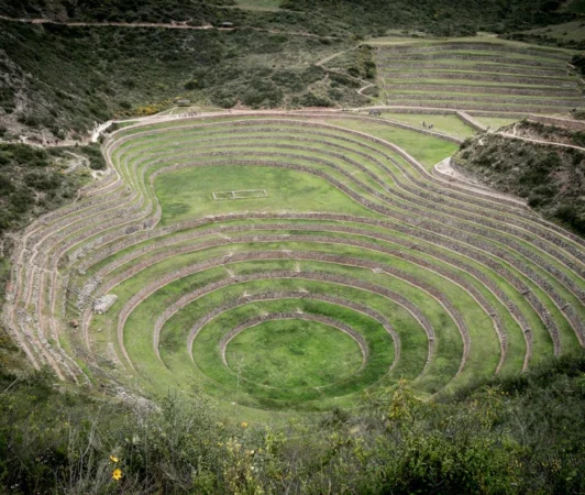 Explore the ancient Inca agricultural terraces of Moray, Peru, showcasing unique circular designs.